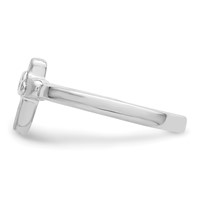 Sterling Silver Rhodium-plated Polished and Satin CZ Cross Ring view 3