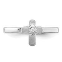 Sterling Silver Rhodium-plated Polished and Satin CZ Cross Ring view 5
