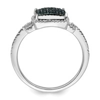 White Night Sterling Silver Rhodium-plated Blue Diamond Ring view 2
