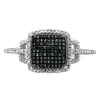 White Night Sterling Silver Rhodium-plated Blue Diamond Ring view 4