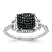 White Night Sterling Silver Rhodium-plated Blue Diamond Ring view 1