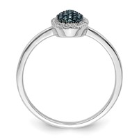 White Night Sterling Silver Rhodium-plated Blue Diamond Oval Ring view 2