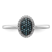 White Night Sterling Silver Rhodium-plated Blue Diamond Oval Ring view 4
