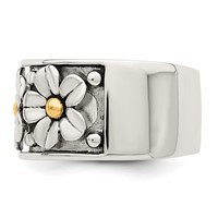 Sterling Silver Antiqued Ring with 14K Gold Centers Daisy view 3
