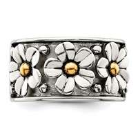 Sterling Silver Antiqued Ring with 14K Gold Centers Daisy view 5