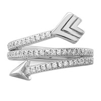 Sterling Silver Rhodium-plated Polished CZ Arrow Ring view 5