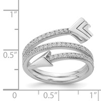Sterling Silver Rhodium-plated Polished CZ Arrow Ring view 4