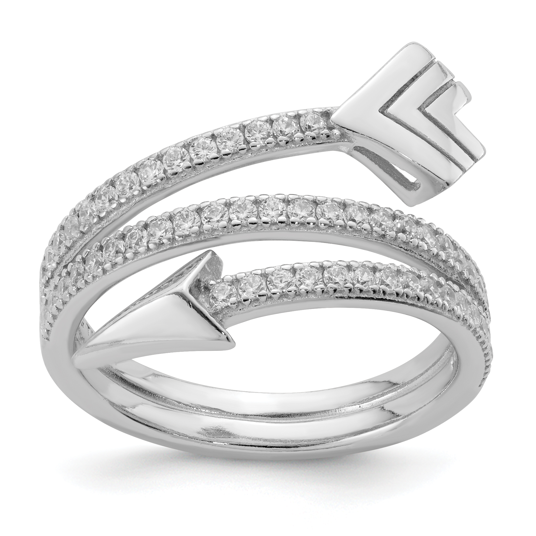 Sterling Silver Rhodium-plated Polished CZ Arrow Ring (QR6516-6)