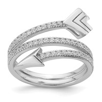 Sterling Silver Rhodium-plated Polished CZ Arrow Ring view 1
