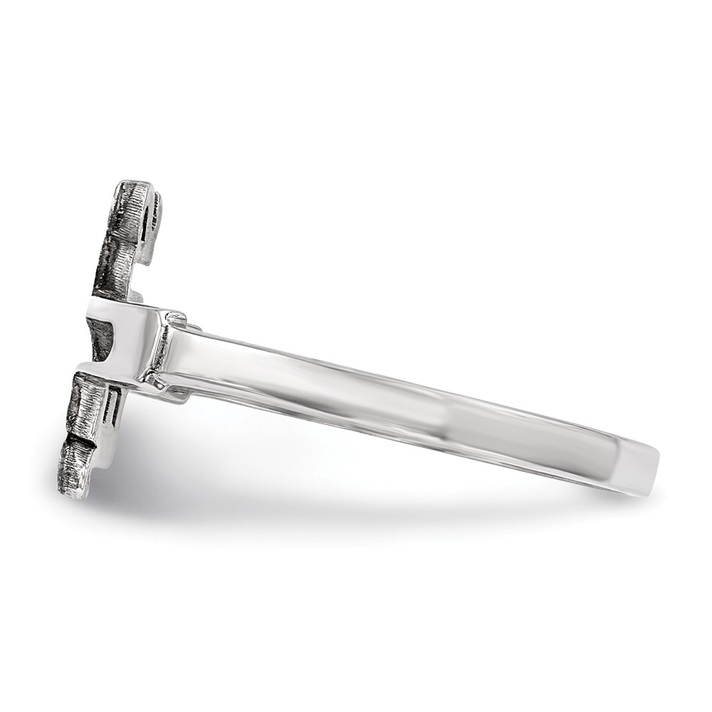 Sterling Silver Rhodium-plated Jesus Cross Ring (QR6520-8)