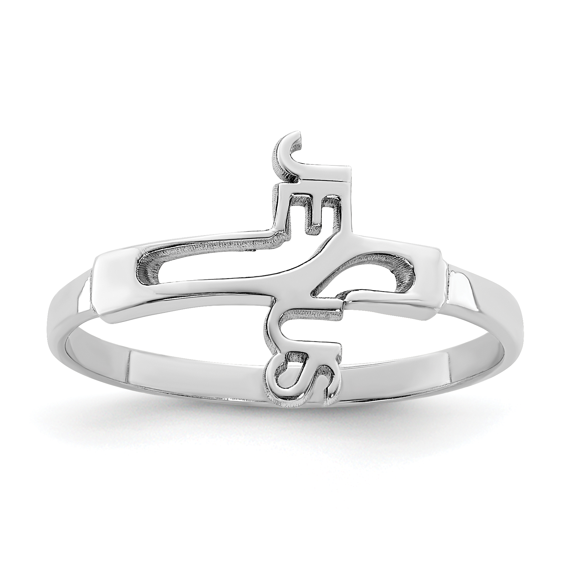Sterling Silver Rhodium-plated Jesus Cross Ring (QR6520-8)