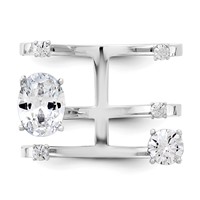 Sterling Silver Rhodium-plated CZ Adjustable Ring view 4