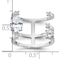 Sterling Silver Rhodium-plated CZ Adjustable Ring view 5