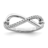 Sterling Shimmer Sterling Silver Rhodium-plated 20 Stone CZ Infinity Symbol Ring view 1