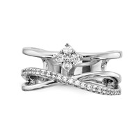 Sterling Shimmer Sterling Silver Rhodium-plated 27 Stone CZ Ring view 5
