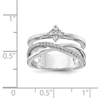 Sterling Shimmer Sterling Silver Rhodium-plated 27 Stone CZ Ring view 3