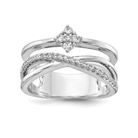 Sterling Shimmer Sterling Silver Rhodium-plated 27 Stone CZ Ring view 1