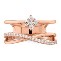 Sterling Shimmer Sterling Silver Rose-tone Flash Rose Gold-plated 27 Stone CZ Ring view 5