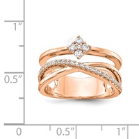 Sterling Shimmer Sterling Silver Rose-tone Flash Rose Gold-plated 27 Stone CZ Ring view 3