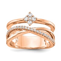 Sterling Shimmer Sterling Silver Rose-tone Flash Rose Gold-plated 27 Stone CZ Ring view 1