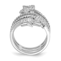Sterling Silver Rhodium-plated CZ Star Ring view 2