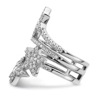 Sterling Silver Rhodium-plated CZ Star Ring view 3