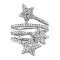 Sterling Silver Rhodium-plated CZ Star Ring view 4