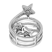 Sterling Silver Rhodium-plated CZ Star Ring view 5