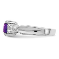 Sterling Silver Rhodium-plated Amethyst and CZ Ring view 4