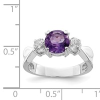 Sterling Silver Rhodium-plated Amethyst and CZ Ring view 3