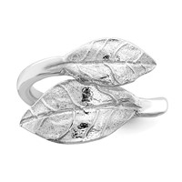 Sterling Silver Rhodium-plated Leaf Ring view 4