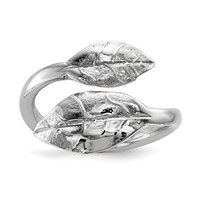 Sterling Silver Rhodium-plated Leaf Ring view 1