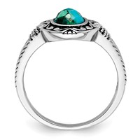 Sterling Silver Rhodium-plated Oxidized Faceted Recon. Turquoise Ring view 2
