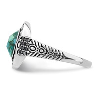 Sterling Silver Rhodium-plated Oxidized Faceted Recon. Turquoise Ring view 3