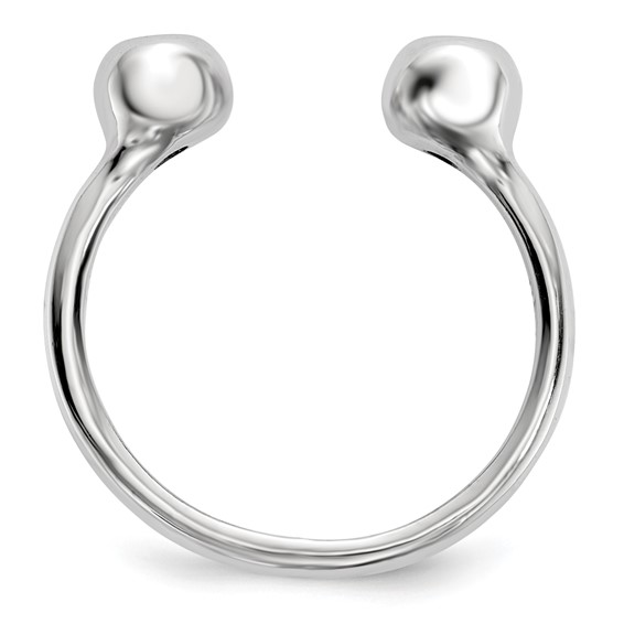 Sterling Silver Rhodium-plated Polished CZ Adjustable Cuff Ring