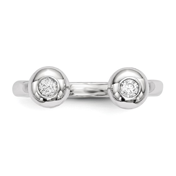 Sterling Silver Rhodium-plated Polished CZ Adjustable Cuff Ring
