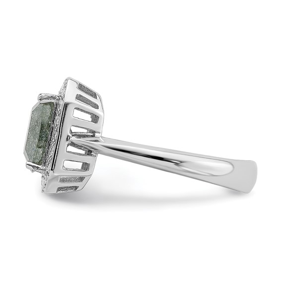 Sterling Silver Rhodium-plated Dark Gray Ice CZ Polished Ring