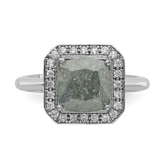 Sterling Silver Rhodium-plated Dark Gray Ice CZ Polished Ring