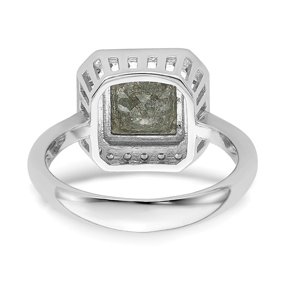 Sterling Silver Rhodium-plated Dark Gray Ice CZ Polished Ring