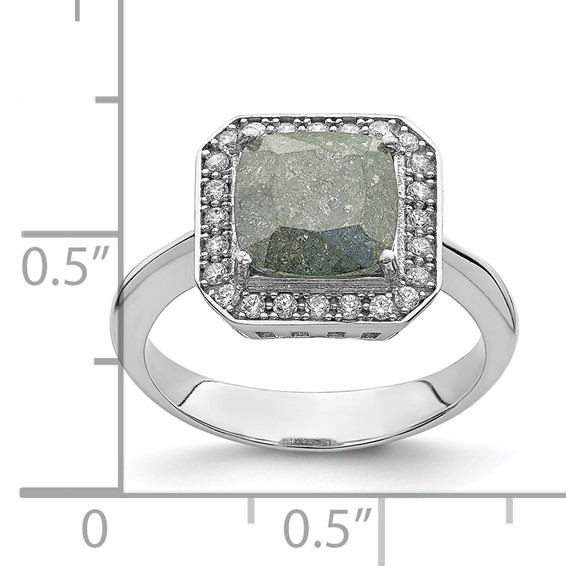 Sterling Silver Rhodium-plated Dark Gray Ice CZ Polished Ring
