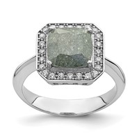 Sterling Silver Rhodium-plated Dark Gray Ice CZ Polished Ring view 1