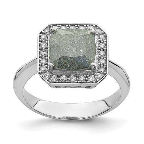 Sterling Silver Rhodium-plated Dark Gray Ice CZ Polished Ring