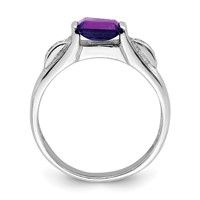 Sterling Silver Rhodium-plated Amethyst Ring view 2