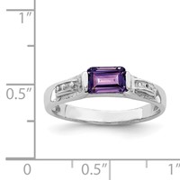 Sterling Silver Rhodium-plated Amethyst Ring view 3