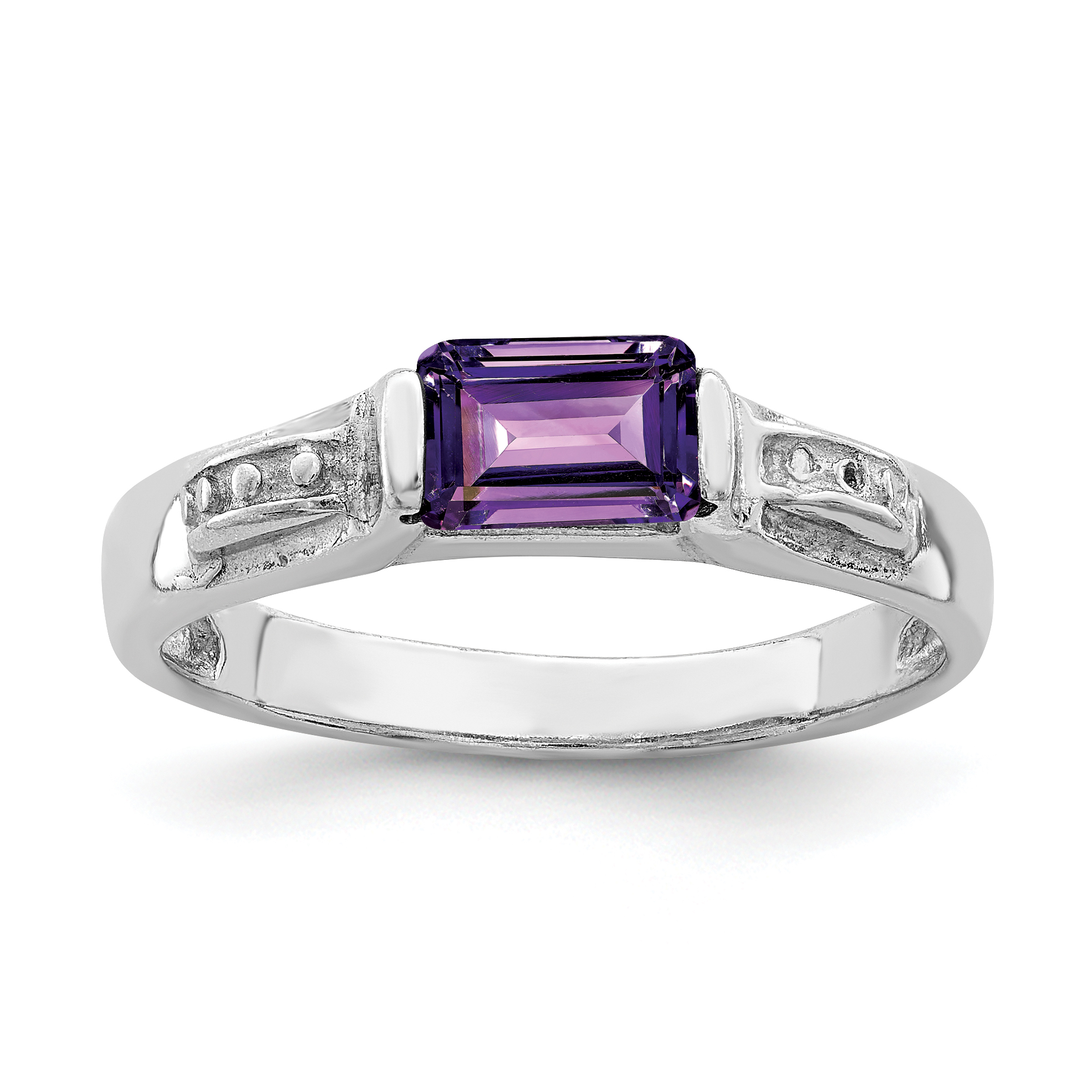 Sterling Silver Rhodium-plated Amethyst Ring (QR657-6)