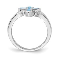 Sterling Silver Rhodium-plated Blue Inlay Created Opal Cross Ring view 2