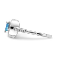 Sterling Silver Rhodium-plated Square Blue Created Opal CZ Ring view 3