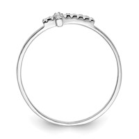 Sterling Silver Rhodium-plated CZ Side Cross Polished Ring view 2