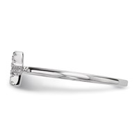 Sterling Silver Rhodium-plated CZ Side Cross Polished Ring view 3
