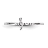 Sterling Silver Rhodium-plated CZ Side Cross Polished Ring view 4